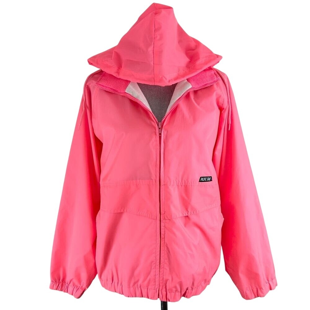 Vintage Windbreaker‎ Jacket Pacific Trail Neon Pink Hooded 90s Women's Medium